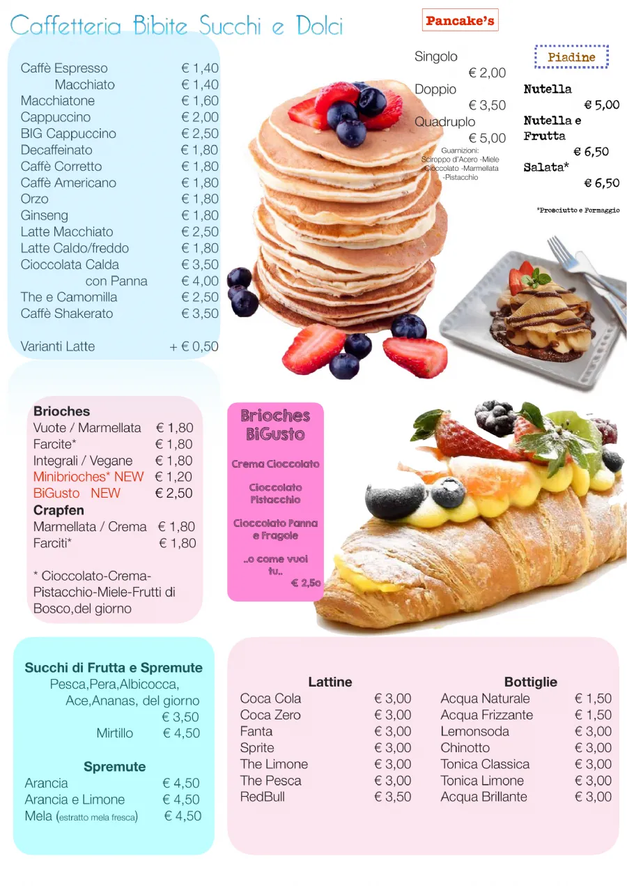 Listino online : Menu Listino prezzi  Bar Maja Bibione